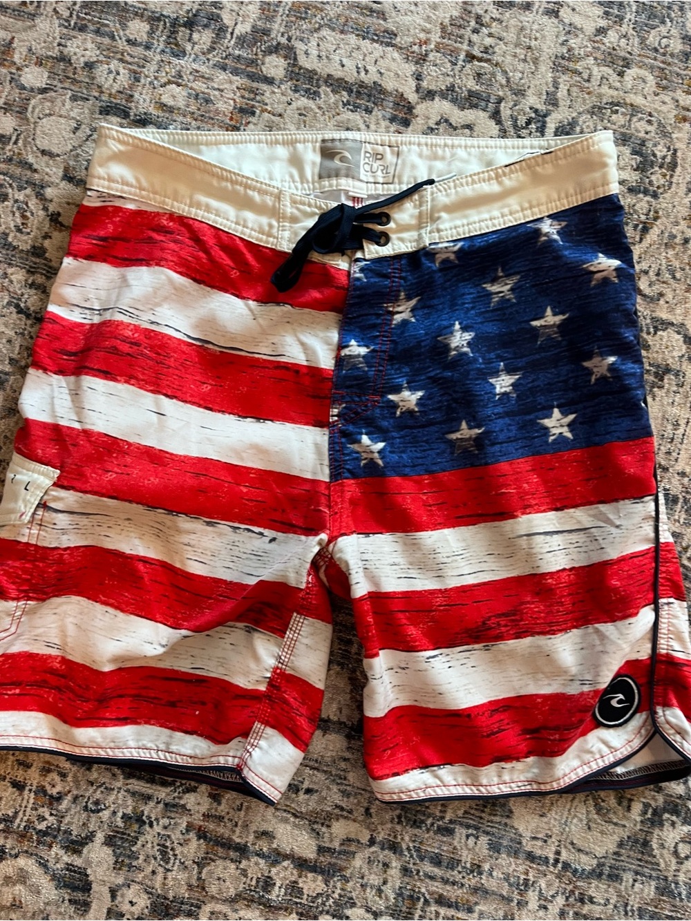 Rip Curl Men’s Flag Print Board Shorts in Red, White & Blue size 32